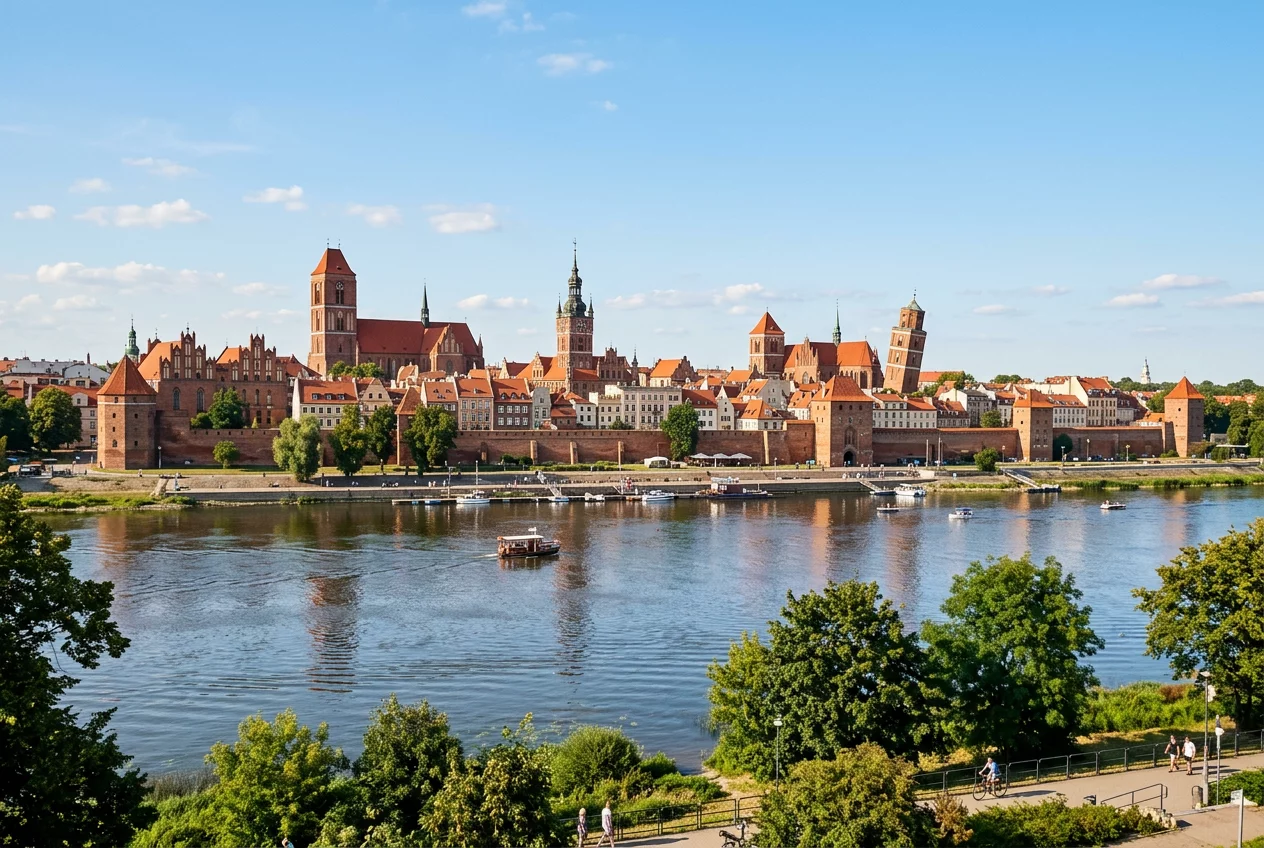 Panorama Torunia w słońcu